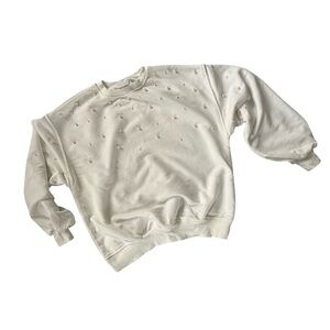 Zara Cream Pearl Embellished Sweatshirt Size 11-12
